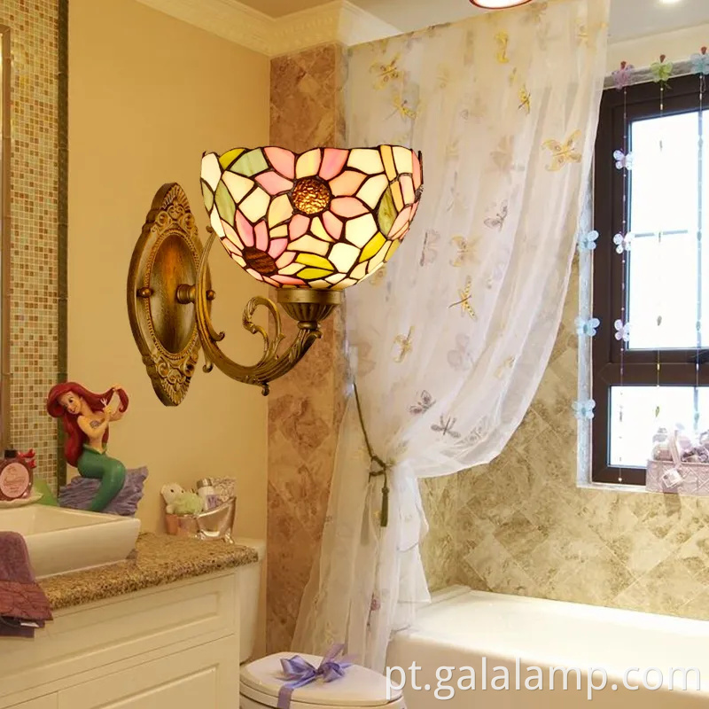 Lâmpada de parede de vidro inspirada em girassol elegante para espaços aconchegantes